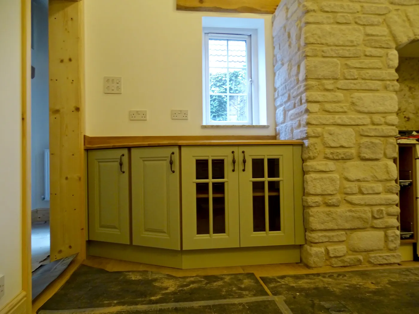 Sage Green Farmhouse Kitchen with Oak Beams — project photo
